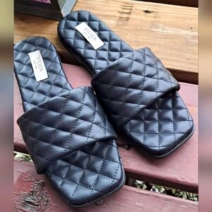 Steven New York Black Quilted Women's Slides Size 8